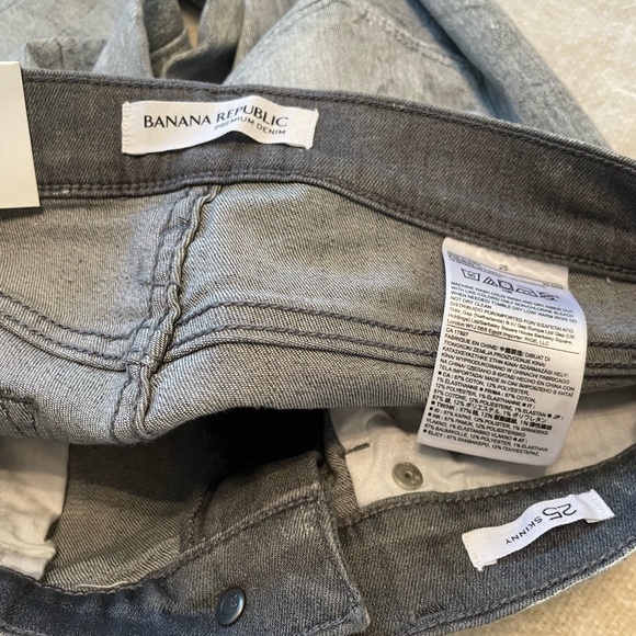 Banana Republic Paint Washed Distressed Gray Skinny Jeans Sz25 Grunge Biker Core - Picture 7 of 7